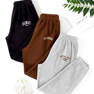 3pcs Letter Graphic Thermal Lined Sweatpants